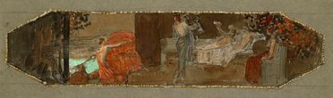  Anna Helene (von) Schlögl  (Wels, 1886 - Lochau, 1975) : Due bozzetti: La nascita di Venere. Idillio classico.  - Auction Prints and Drawings XVI-XX century, Paintings of the 19th-20th centuries - Libreria Antiquaria Gonnelli - Casa d'Aste - Gonnelli Casa d'Aste