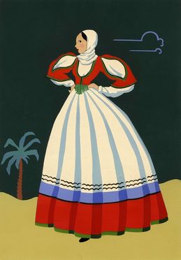  Giovanni Meschini  (Roma, 1888 - 1977) : Donna in costume sardo.  - Asta Stampe e Disegni XVI-XX secolo, Dipinti dell'800 e del '900. - Libreria Antiquaria Gonnelli - Casa d'Aste - Gonnelli Casa d'Aste
