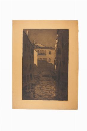  Carlo Cainelli  (Rovereto, 1896 - Firenze, 1925) : Porta San Giovanni (Siena).  - Asta Stampe e Disegni XVI-XX secolo, Dipinti dell'800 e del '900. - Libreria Antiquaria Gonnelli - Casa d'Aste - Gonnelli Casa d'Aste