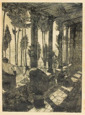  Bona Ceccherelli : Notturno.  - Asta Stampe e Disegni XVI-XX secolo, Dipinti dell'800 e del '900. - Libreria Antiquaria Gonnelli - Casa d'Aste - Gonnelli Casa d'Aste