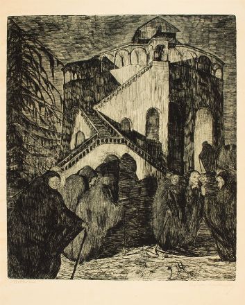  Bona Ceccherelli : Notturno.  - Asta Stampe e Disegni XVI-XX secolo, Dipinti dell'800 e del '900. - Libreria Antiquaria Gonnelli - Casa d'Aste - Gonnelli Casa d'Aste