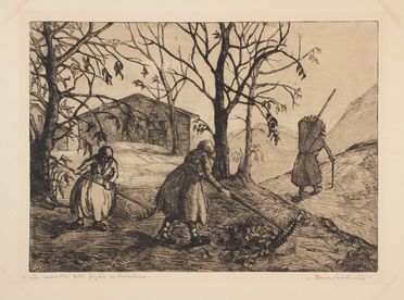  Bona Ceccherelli : La raccolta delle foglie in Valtellina.  - Asta Stampe e Disegni XVI-XX secolo, Dipinti dell'800 e del '900. - Libreria Antiquaria Gonnelli - Casa d'Aste - Gonnelli Casa d'Aste