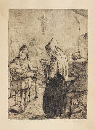  Bona Ceccherelli : La raccolta delle foglie in Valtellina.  - Asta Stampe e Disegni XVI-XX secolo, Dipinti dell'800 e del '900. - Libreria Antiquaria Gonnelli - Casa d'Aste - Gonnelli Casa d'Aste