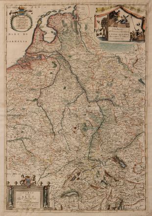  Vincenzo Maria Coronelli  (Venezia, 1650 - 1718) : Lotto di 2 grandi carte geografiche sul corso del Reno.  - Asta Stampe e Disegni XVI-XX secolo, Dipinti dell'800 e del '900. - Libreria Antiquaria Gonnelli - Casa d'Aste - Gonnelli Casa d'Aste
