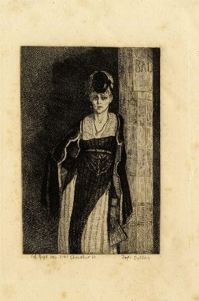  Félicien Rops  (Namur, 1833 - Essonnes, 1898) : Hamadryade.  - Asta Stampe e Disegni XVI-XX secolo, Dipinti dell'800 e del '900. - Libreria Antiquaria Gonnelli - Casa d'Aste - Gonnelli Casa d'Aste