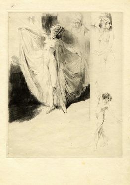  Alm�ry Lobel-Riche  (Ginevra, 1880 - 1950) : Au cabaret.  - Auction Prints and Drawings XVI-XX century, Paintings of the 19th-20th centuries - Libreria Antiquaria Gonnelli - Casa d'Aste - Gonnelli Casa d'Aste