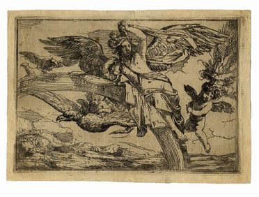  Giulio Carpioni  (Venezia, 1613 - Vicenza, 1679) : L'Aria (Iris sull'arcobaleno). L'Acqua (Naiade con tritoni).  - Auction Prints and Drawings XVI-XX century, Paintings of the 19th-20th centuries - Libreria Antiquaria Gonnelli - Casa d'Aste - Gonnelli Casa d'Aste