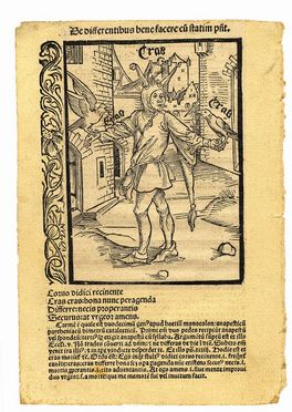  Albrecht D�rer  (Norimberga,, 1471 - 1528) : Il corvo pazzo. De differentibus bene facere cum statim possunt. Titulus XXXI.  - Auction Prints and Drawings XVI-XX century, Paintings of the 19th-20th centuries - Libreria Antiquaria Gonnelli - Casa d'Aste - Gonnelli Casa d'Aste