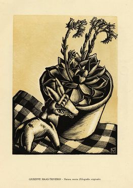  Giuseppe Haas-Triverio  (Sachseln, 1899 - 1963) : Donna coi girasoli.  - Asta Stampe e Disegni XVI-XX secolo, Dipinti dell'800 e del '900. - Libreria Antiquaria Gonnelli - Casa d'Aste - Gonnelli Casa d'Aste