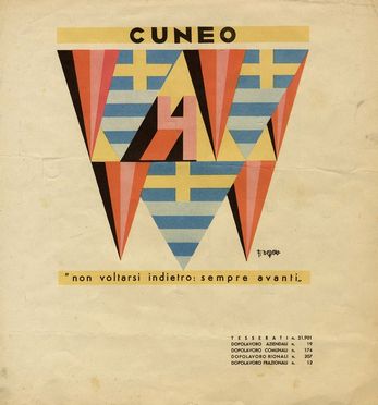  Fortunato Depero  (Fondo, 1892 - Rovereto, 1960) : Cuneo.  - Auction Prints and Drawings XVI-XX century, Paintings of the 19th-20th centuries - Libreria Antiquaria Gonnelli - Casa d'Aste - Gonnelli Casa d'Aste