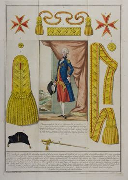  Carlo Lasinio  (Treviso, 1759 - Pisa, 1838) : Lotto di due incisioni a colori: Figura principale di Cav. Di S. Stefano in abito giornaliero. Figura principale di Cav. Di S. Stefano in gala.  - Asta Stampe e Disegni XVI-XX secolo, Dipinti dell'800 e del '900. - Libreria Antiquaria Gonnelli - Casa d'Aste - Gonnelli Casa d'Aste