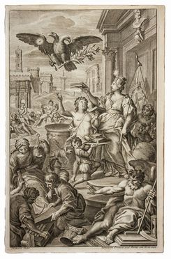  Giovanni Girolamo Frezza  ( - 1743) : Scena allegorica.  - Auction Prints, Drawings and Paintings from 16th until 20th centuries - Libreria Antiquaria Gonnelli - Casa d'Aste - Gonnelli Casa d'Aste