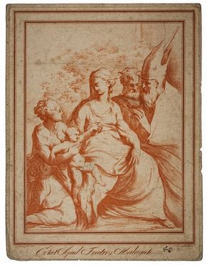  Francesco Rosaspina  (Montescudo [Rimini], 1762 - Bologna, 1841) : Sacra Famiglia e santi.  Francesco Mazzola (detto il Parmigianino)  (Parma, 1503 - Casalmaggiore, 1540)  - Asta Stampe, Disegni e Dipinti dal XVI al XX secolo - Libreria Antiquaria Gonnelli - Casa d'Aste - Gonnelli Casa d'Aste