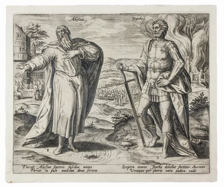  Hans I Collaert  (Bruxelles,  - Anversa, 1580) : Lotto di quattro tavole dalla serie I dodici giudici di Israele.  - Auction Prints, Drawings and Paintings from 16th until 20th centuries - Libreria Antiquaria Gonnelli - Casa d'Aste - Gonnelli Casa d'Aste