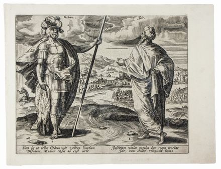  Hans I Collaert  (Bruxelles,  - Anversa, 1580) : Lotto di quattro tavole dalla serie I dodici giudici di Israele.  - Asta Stampe, Disegni e Dipinti dal XVI al XX secolo - Libreria Antiquaria Gonnelli - Casa d'Aste - Gonnelli Casa d'Aste