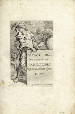  Salvator Rosa  (Arenella, 1615 - Roma, 1673) : SALVATOR ROSA/Has Ludentis otij/CAROLO RUBEO/Singularis Amicitiae pignus/D.D.D  - Asta Stampe, Disegni e Dipinti dal XVI al XX secolo - Libreria Antiquaria Gonnelli - Casa d'Aste - Gonnelli Casa d'Aste