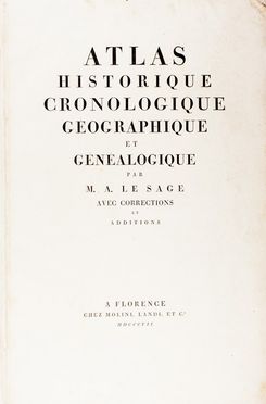  Le Sage Alain Rene : Atlas historique cronologique gographique et gnalogique...  - Asta Libri, Manoscritti e Autografi - Libreria Antiquaria Gonnelli - Casa d'Aste - Gonnelli Casa d'Aste