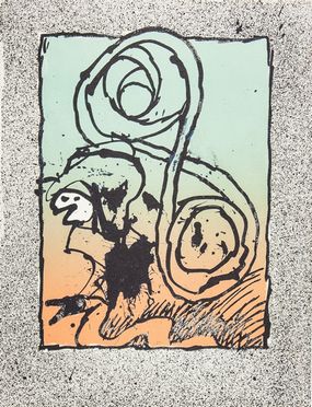  Pierre Alechinsky  (Bruxelles, 1927) : Uomo che scrive con dedica autografa.  - Asta Stampe, Disegni e Dipinti dal XVI al XX secolo - Libreria Antiquaria Gonnelli - Casa d'Aste - Gonnelli Casa d'Aste