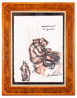  Luigi Bartolini  (Cupramontana, 1892 - Roma, 1963) : Americani in guerra (recto). Gli stranieri (verso).  - Asta Stampe, Disegni e Dipinti dal XVI al XX secolo - Libreria Antiquaria Gonnelli - Casa d'Aste - Gonnelli Casa d'Aste