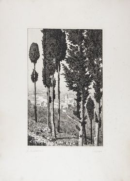 Lotto di 8 incisioni di autori vari.  Lorenzo Laurenziani, Antonio Carbonati  (Mantova, 1893 - Roma, 1956), Carlo Casanova  (Crema, 1871 - Quarna Sotto, 1950), Francesco Terzio  (1523 - 1591), Augusto Maselli  (Forlì, 1882 - Torino, 1957)  - Asta Stampe, Disegni e Dipinti dal XVI al XX secolo - Libreria Antiquaria Gonnelli - Casa d'Aste - Gonnelli Casa d'Aste