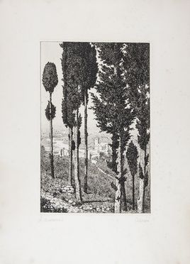 Lotto di 8 incisioni di autori vari.  Lorenzo Laurenziani, Antonio Carbonati  (Mantova, 1893 - Roma, 1956), Carlo Casanova  (Crema, 1871 - Quarna Sotto, 1950), Francesco Terzio  (1523 - 1591), Augusto Maselli  (Forl, 1882 - Torino, 1957)  - Asta Stampe, Disegni e Dipinti dal XVI al XX secolo - Libreria Antiquaria Gonnelli - Casa d'Aste - Gonnelli Casa d'Aste