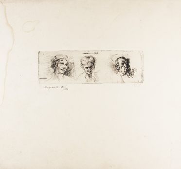  Mosè Bianchi  (Monza, 1840 - 1904) : Due incisioni: Studio inedito. La maschera.  - Auction Prints, Drawings and Paintings from 16th until 20th centuries - Libreria Antiquaria Gonnelli - Casa d'Aste - Gonnelli Casa d'Aste
