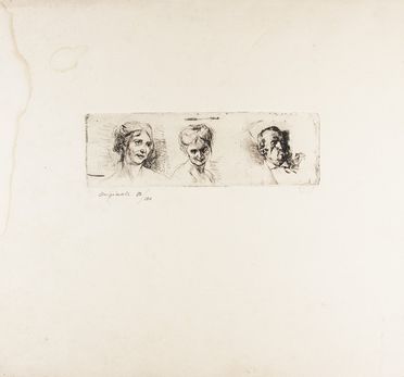  Mos Bianchi  (Monza, 1840 - 1904) : Due incisioni: Studio inedito. La maschera.  - Asta Stampe, Disegni e Dipinti dal XVI al XX secolo - Libreria Antiquaria Gonnelli - Casa d'Aste - Gonnelli Casa d'Aste