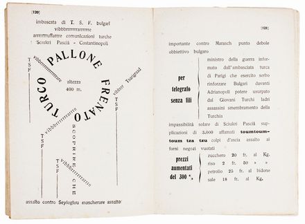  Marinetti Filippo Tommaso : Zang Tumb Tuuum. Adrianopoli ottobre 1912. Parole in libert. Futurismo, Arte  - Auction Books, Manuscripts & Autographs - Libreria Antiquaria Gonnelli - Casa d'Aste - Gonnelli Casa d'Aste