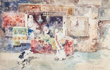  Salvatore Balsamo  (Napoli, 1894 - 1922) : Scena orientalista.  - Asta Stampe, Disegni e Dipinti dal XVI al XX secolo - Libreria Antiquaria Gonnelli - Casa d'Aste - Gonnelli Casa d'Aste