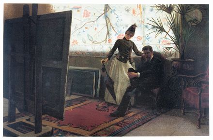  Luigi Conconi  (Milano, 1852 - 1917) : Le parlate d'amor e altre 4 incisioni di artisti vari.  Ottaviano Giovanni Rapetti  (Torino, 1849 - 1931), Alberto Maso Gilli  (Chieri, 1840 - Calvi, 1894), Alessandro Balduino  (Torino, 1849 - 1891)  - Auction Prints, Drawings and Paintings from 16th until 20th centuries - Libreria Antiquaria Gonnelli - Casa d'Aste - Gonnelli Casa d'Aste