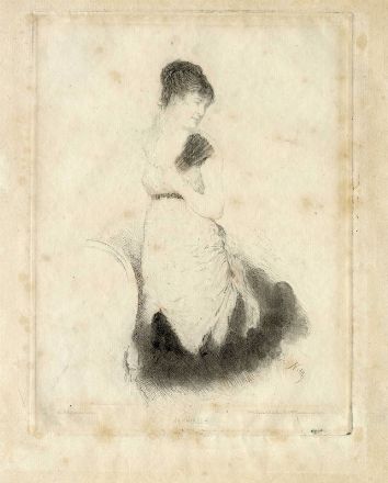  Giuseppe De Nittis  (Barletta, 1846 - Saint Germain en Laye, 1884) : Gabrielle.  - Asta Stampe, Disegni e Dipinti dal XVI al XX secolo - Libreria Antiquaria Gonnelli - Casa d'Aste - Gonnelli Casa d'Aste