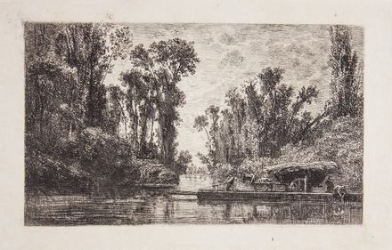  Charles Fran�ois Daubigny  (Parigi, 1817 - 1878) : Les charettes de roulage.  - Auction Prints, Drawings and Paintings from 16th until 20th centuries - Libreria Antiquaria Gonnelli - Casa d'Aste - Gonnelli Casa d'Aste