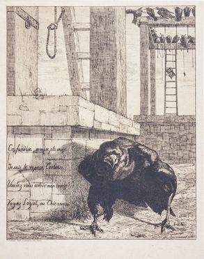  Flix Bracquemond  (Parigi, 1833 - 1914) : Le corbeau.  - Asta Stampe, Disegni e Dipinti dal XVI al XX secolo - Libreria Antiquaria Gonnelli - Casa d'Aste - Gonnelli Casa d'Aste