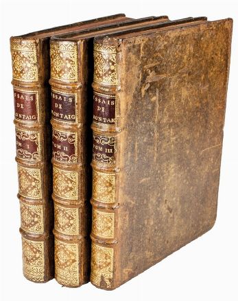  Montaigne Michel Eyquem (de) : Les Essais [...]. Donnez sur les plus anciennes et les plus correctes editions [...] Avec des Notes [...] par Pierre Coste [...]. Tome premier (-Troisieme).  Pierre Coste, Jacques Chéreau  (1688 - 1776)  - Asta Libri, Manoscritti e Autografi - Libreria Antiquaria Gonnelli - Casa d'Aste - Gonnelli Casa d'Aste