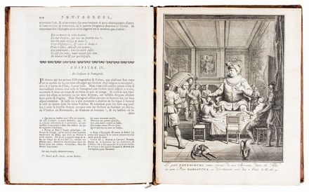  Rabelais François : Oeuvres [...] avec des Remarques historiques et critiques de Mr. Le Duchat. Nouvelle edition, ornée de figures de B. Picart [...]. Tome premier (-troisieme).  Bernard Picart  (Parigi, 1673 - Amsterdam, 1733)  - Asta Libri, Manoscritti e Autografi - Libreria Antiquaria Gonnelli - Casa d'Aste - Gonnelli Casa d'Aste