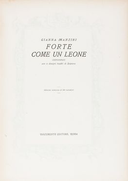  Manzini Gianna : Forte come un leone. Confidenze.  - Asta Libri, Manoscritti e Autografi - Libreria Antiquaria Gonnelli - Casa d'Aste - Gonnelli Casa d'Aste