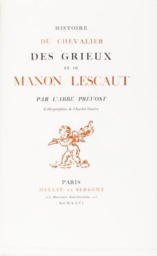  Pr�vost Antoine-Fran�ois : Histoire du Chevalier des Grieux et de Manon Lescaut. Lithographies de Charles Gu�rin.  Charles Gu�rin  - Asta Libri, Manoscritti e Autografi - Libreria Antiquaria Gonnelli - Casa d'Aste - Gonnelli Casa d'Aste