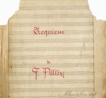  Puccini Giacomo : Da 'La Fanciulla del West' (terzo atto dell'opera): carta musicale manoscritta con firma e annotazioni autografe. Musica, Musica, Teatro, Spettacolo  - Auction Books, Manuscripts & Autographs - Libreria Antiquaria Gonnelli - Casa d'Aste - Gonnelli Casa d'Aste