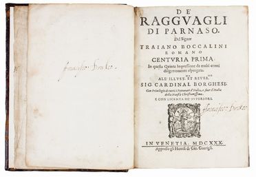  Boccalini Traiano : Ragguagli del Parnaso.  - Asta Libri, Manoscritti e Autografi - Libreria Antiquaria Gonnelli - Casa d'Aste - Gonnelli Casa d'Aste
