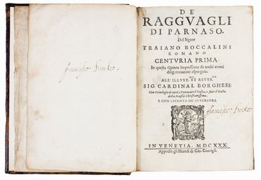  Boccalini Traiano : Ragguagli del Parnaso. Satira, Letteratura italiana, Letteratura, Letteratura  - Auction Books, Manuscripts & Autographs - Libreria Antiquaria Gonnelli - Casa d'Aste - Gonnelli Casa d'Aste