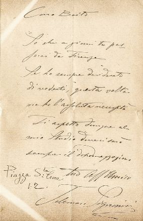 Raccolta di autografi di artisti, musicisti e letterati. In album.  Pietro Mascagni  (1863 - 1945), Lorenzo Perosi  - Asta Libri, Manoscritti e Autografi - Libreria Antiquaria Gonnelli - Casa d'Aste - Gonnelli Casa d'Aste