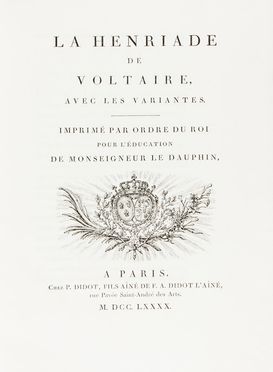  Voltaire Franois-Marie Arouet (de) : La Henriade [...] avec les variantes.  - Asta Libri, Manoscritti e Autografi - Libreria Antiquaria Gonnelli - Casa d'Aste - Gonnelli Casa d'Aste