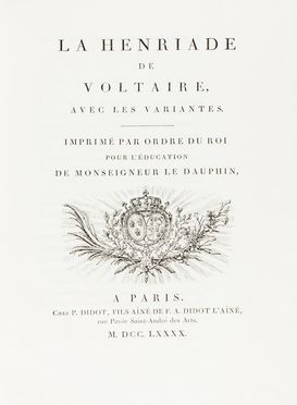  Voltaire François-Marie Arouet (de) : La Henriade [...] avec les variantes.  - Asta Libri, Manoscritti e Autografi - Libreria Antiquaria Gonnelli - Casa d'Aste - Gonnelli Casa d'Aste