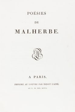  Malherbe Franois de : Posies. Letteratura francese, Letteratura  - Auction Books, Manuscripts & Autographs - Libreria Antiquaria Gonnelli - Casa d'Aste - Gonnelli Casa d'Aste