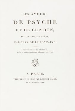  La Fontaine Jean (de) : Les amours de Psych et de Cupidon, suivies  d'Adonis, pome. dition orne de gravures... Letteratura francese, Letteratura  - Auction Books, Manuscripts & Autographs - Libreria Antiquaria Gonnelli - Casa d'Aste - Gonnelli Casa d'Aste