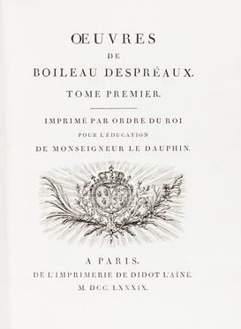  Boileau Nicolas : Oeuvres. Tome Premier (-second).  - Asta Libri, Manoscritti e Autografi - Libreria Antiquaria Gonnelli - Casa d'Aste - Gonnelli Casa d'Aste