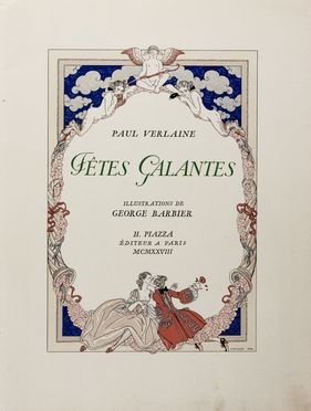  Verlaine Paul : Ftes Galantes. Illustrations de George Barbier. Libro d'Artista, Letteratura francese, Figurato, Collezionismo e Bibliografia, Letteratura, Collezionismo e Bibliografia  George Barbier  (Nantes, 1882 - Parigi, 1932)  - Auction Books & Graphics. Part II: Books, Manuscripts & Autographs - Libreria Antiquaria Gonnelli - Casa d'Aste - Gonnelli Casa d'Aste