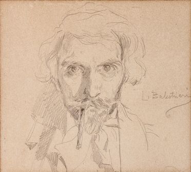 Lionello Balestrieri  (Cetona, 1872 - 1958) : Autoritratto.  - Asta Libri & Grafica. Parte I: Stampe, Disegni & Dipinti - Libreria Antiquaria Gonnelli - Casa d'Aste - Gonnelli Casa d'Aste
