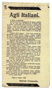  D'Annunzio Gabriele : 'Diritto Ecclesiastico / Il primo articolo dello Statuto deve considerarsi / abrogato per desuetudine'. Testo manoscritto firmato. Letteratura italiana, Letteratura  - Auction Books & Graphics. Part II: Books, Manuscripts & Autographs - Libreria Antiquaria Gonnelli - Casa d'Aste - Gonnelli Casa d'Aste