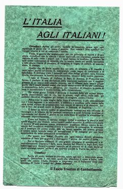 Raccolta di 8 volantini relativi a Gabriele D'Annunzio e al Partito Nazionale Fascista, insieme ai testi di canzoni fasciste per la Patria. Storia, Storia, Diritto e Politica  - Auction Books & Graphics. Part II: Books, Manuscripts & Autographs - Libreria Antiquaria Gonnelli - Casa d'Aste - Gonnelli Casa d'Aste